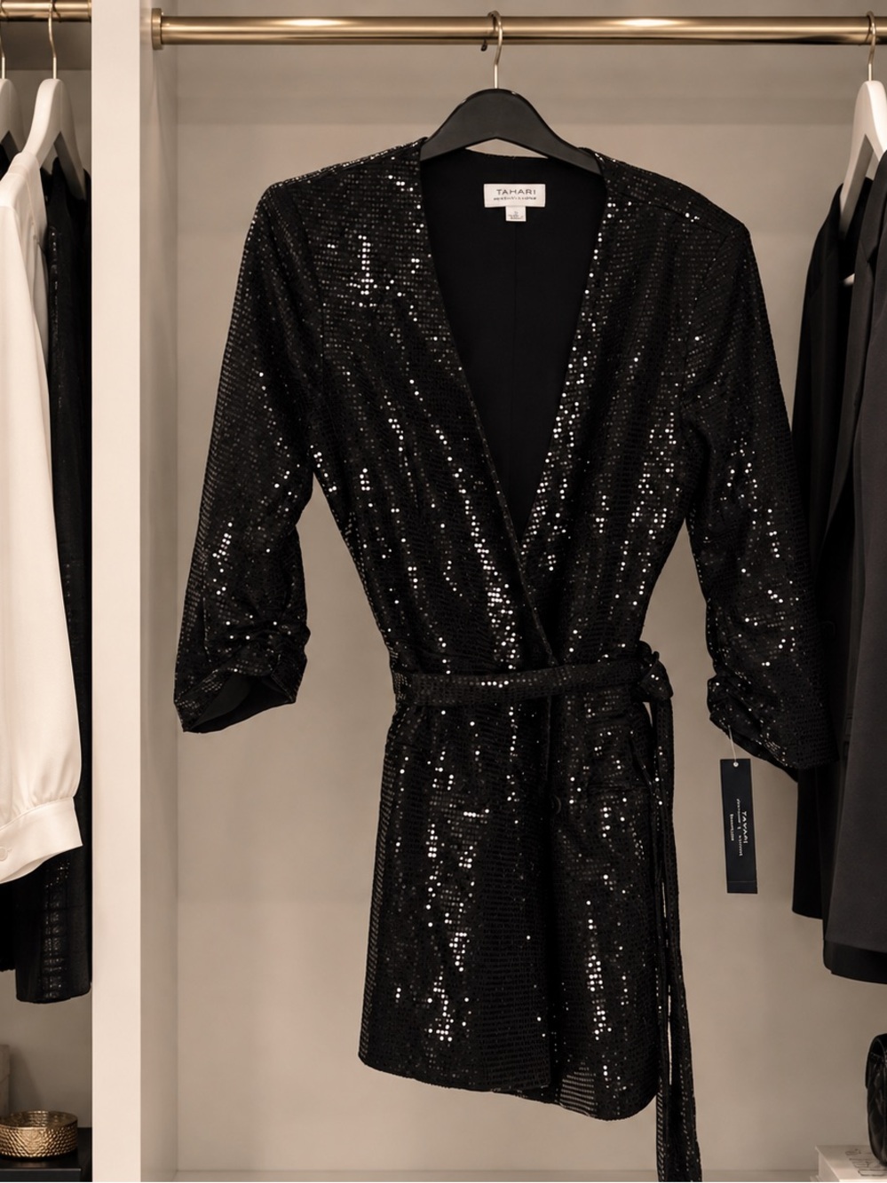 Tahari Sequin Double Breasted Belted Jacket - NWT - Small